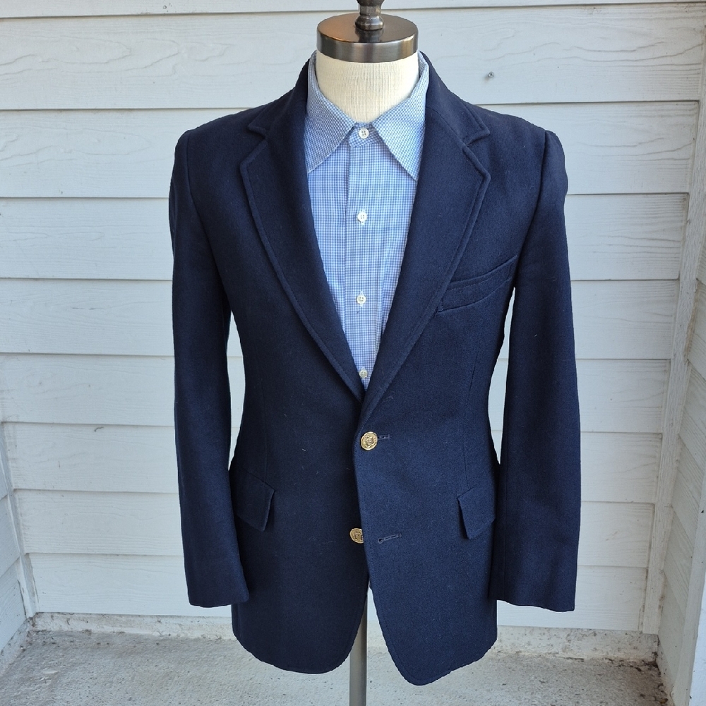 PENDLETON Dark Navy Solid Weave Tweed Virgin Wool… - image 1